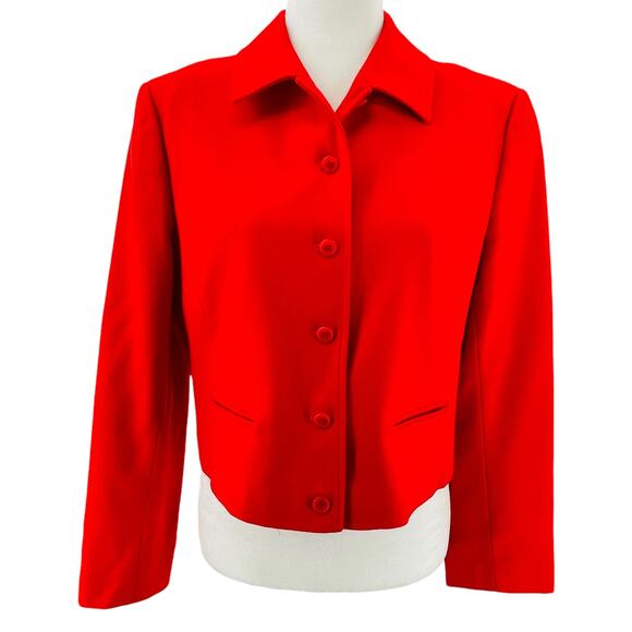 Pendleton Vintage Red Orange Wool Cropped Button Classic Jacket Blazer Plus 14 - Picture 2 of 12